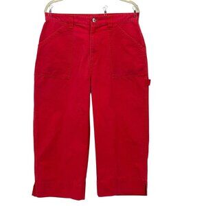 Vintage Sportif USA Womens 12 Pants Wide Leg Crop High Rise Carpenter Red